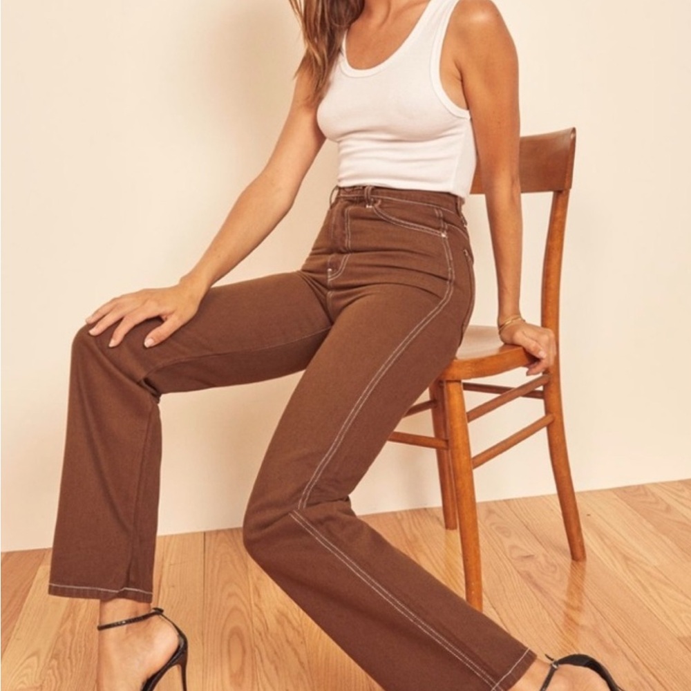 Reformation Brown Flare & Wide Leg Jeans